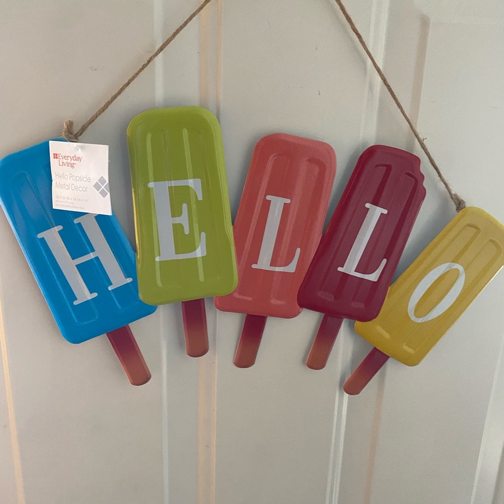 Everyday ‘HELLO' Popsicle Metal Wall Décor - Multicolor 18.11” x 14.56” NWT